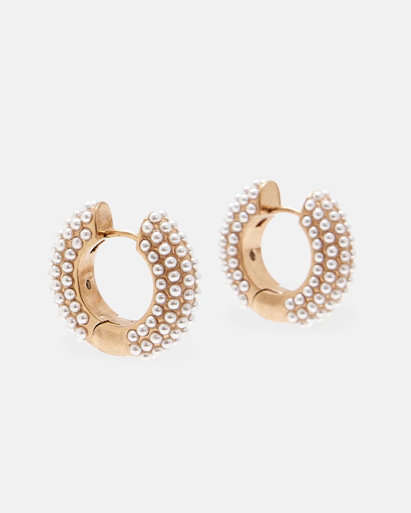 Pearl Beaded Chunky Hoop Earrings