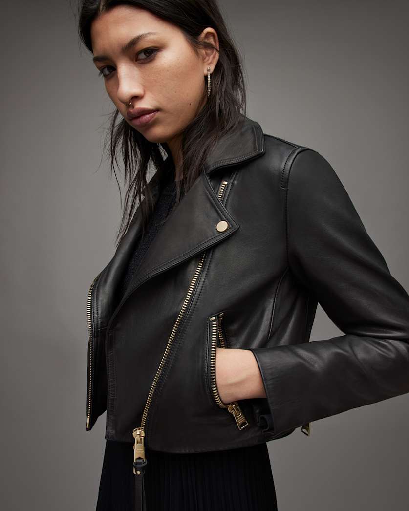 Dalby Cropped Leather Biker Jacket