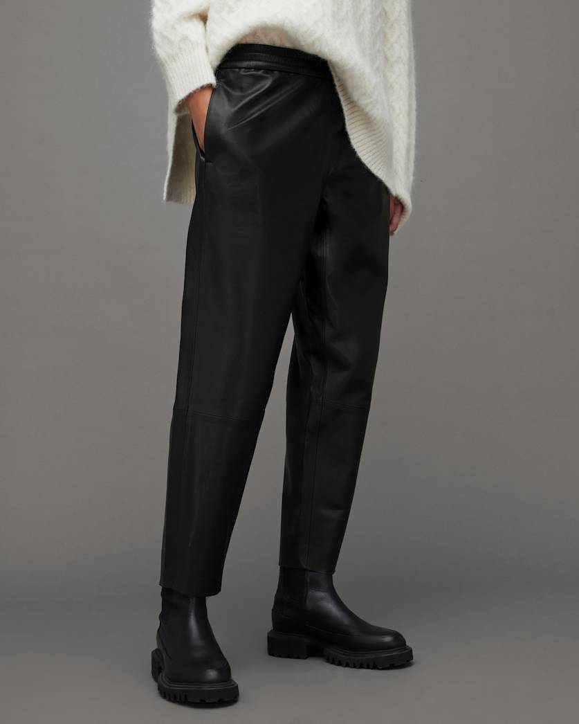 Jen Mid-Rise Leather Jogger Trousers