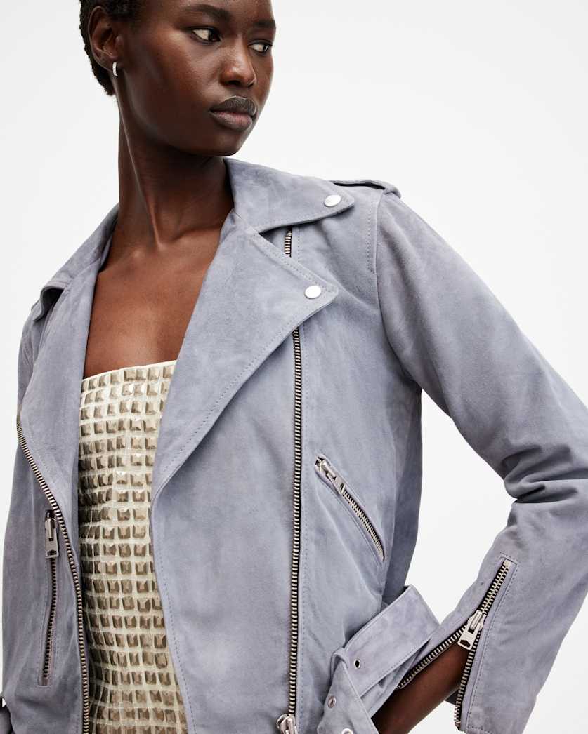 Balfern Belted Suede Biker Jacket