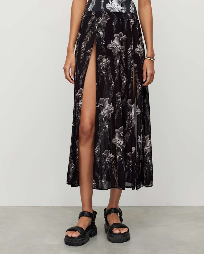 Cari Mia Sarong Front Split Floral Maxi Skirt