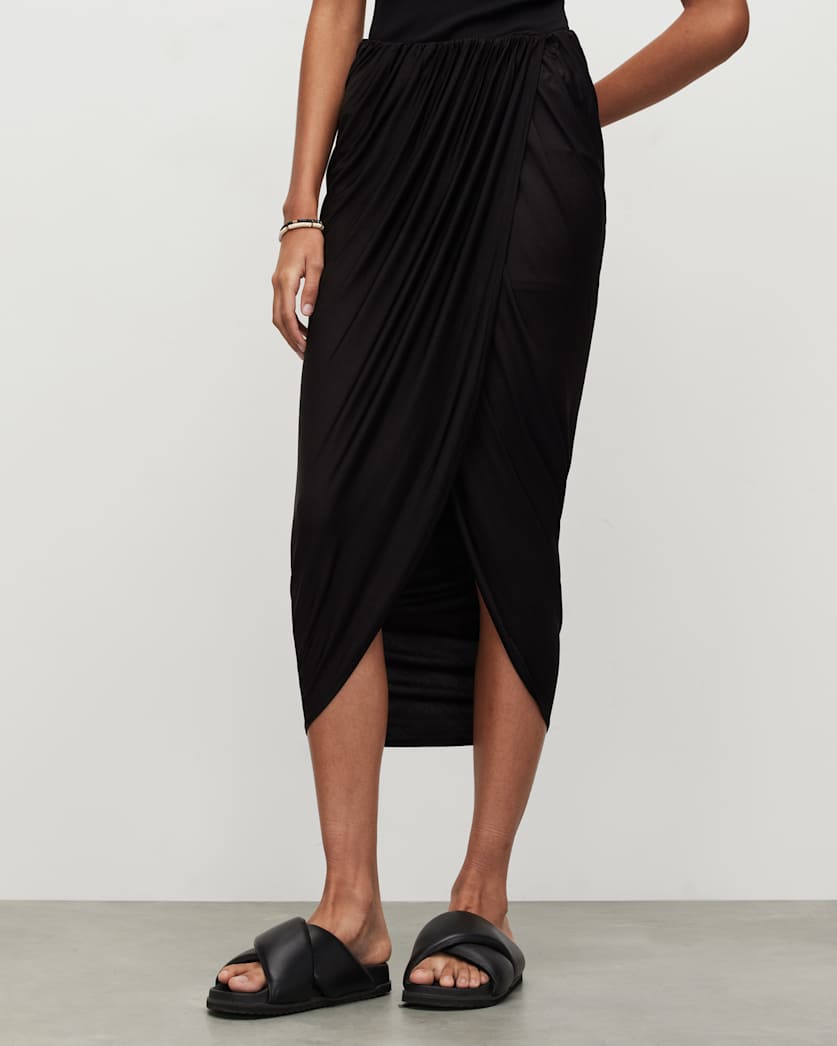 Aurelia Draped Asymmetric Hem Skirt