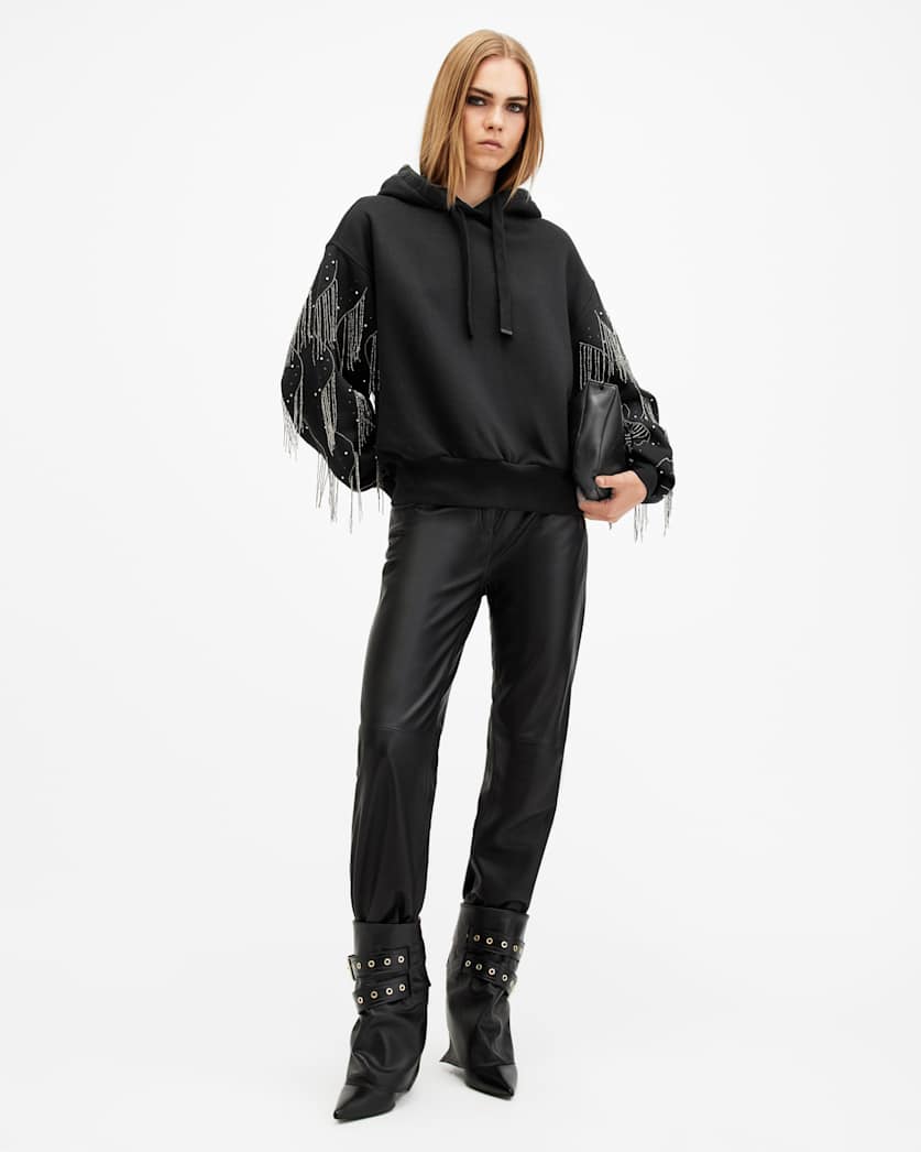Lennon Tassel Embellished Sleeve Hoodie