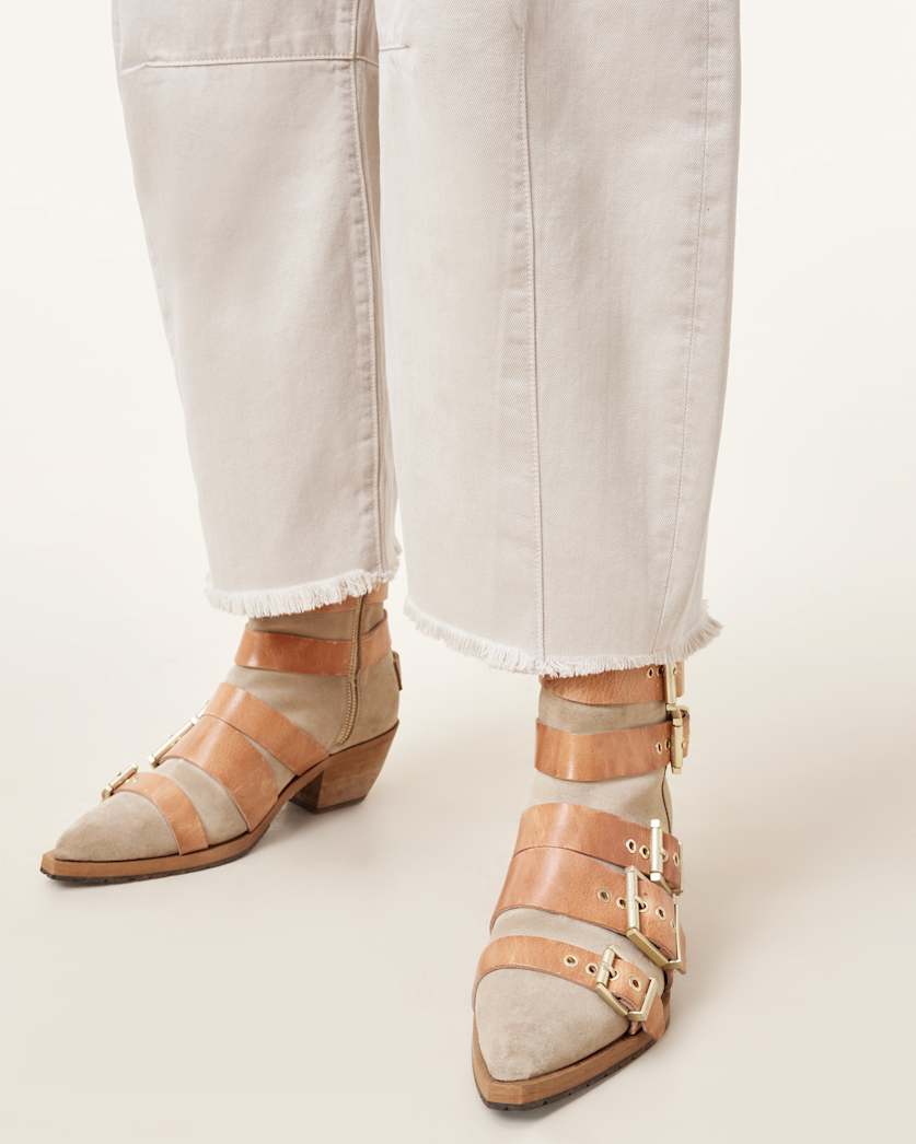 Jane Buckle Pointed Leather Boots