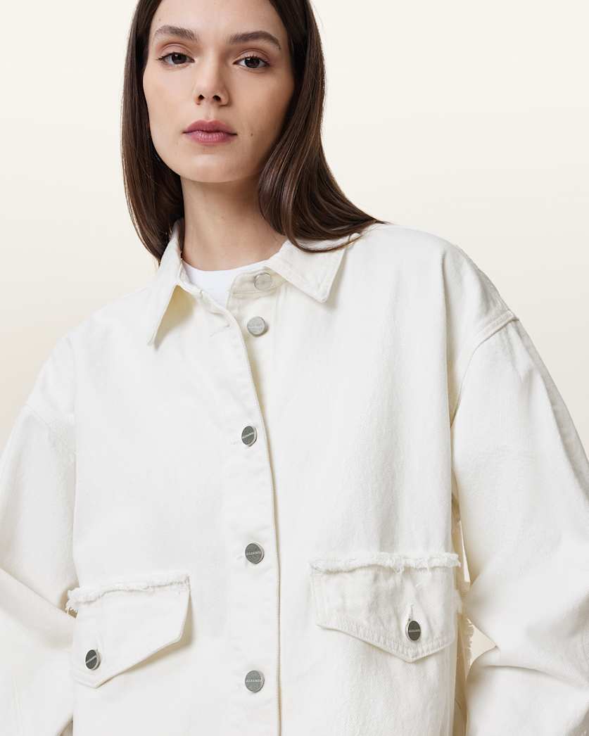 Hettie Frayed Oversized Cotton Shacket