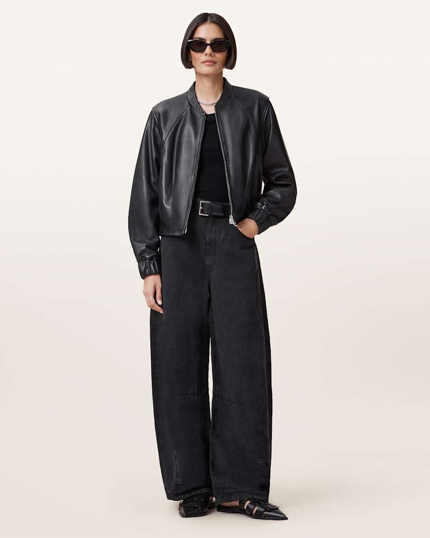 Martina Leather Bomber Jacket