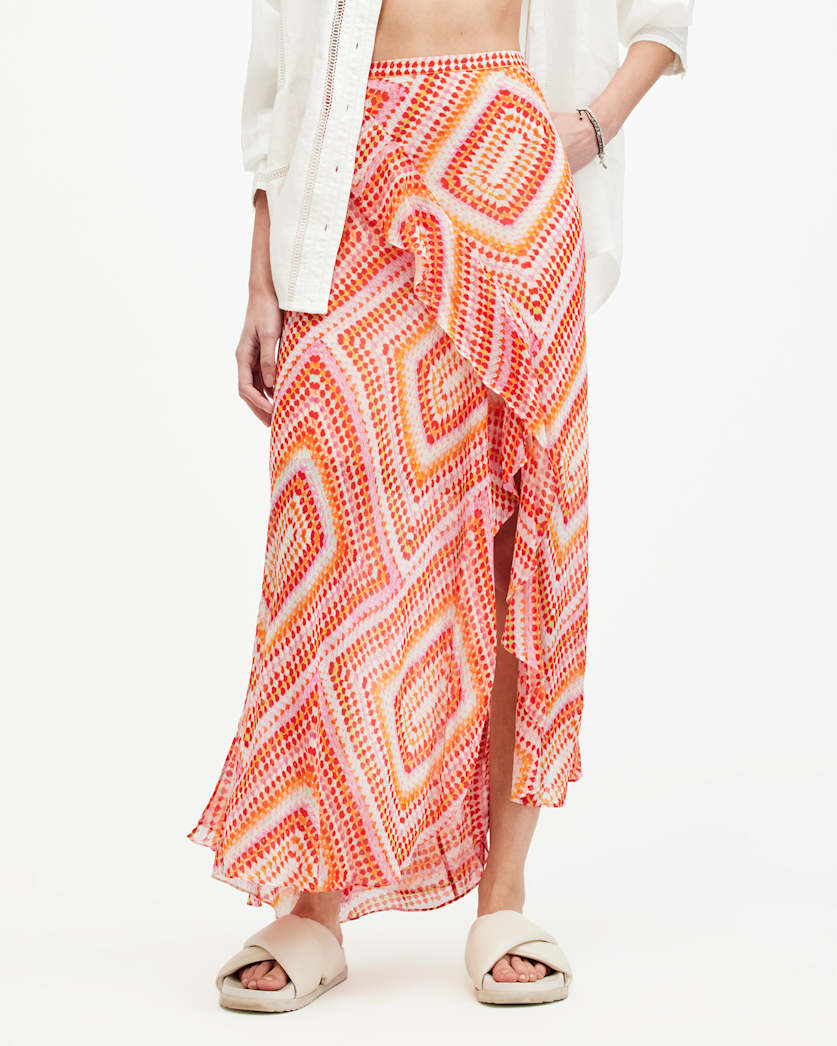 Sara Luisa Asymmetric Ruffle Midi Skirt