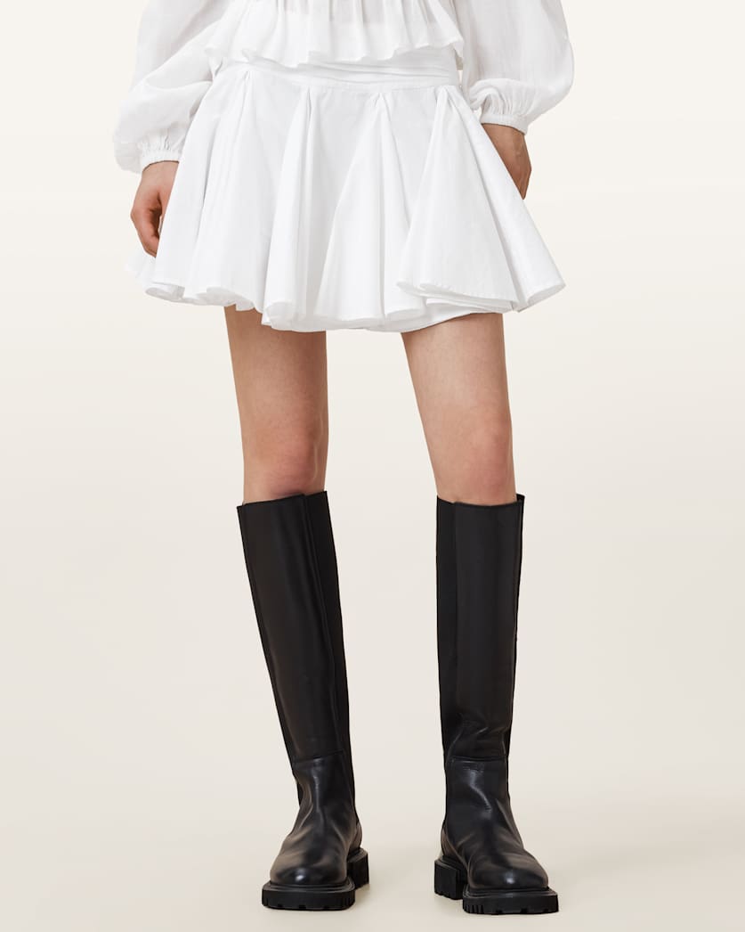Tulip White Cotton Mini Skirt
