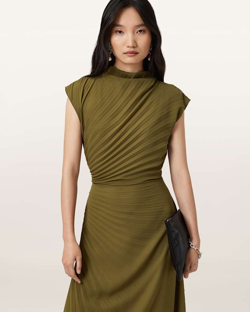 Rayanna Pleated Satin Dress