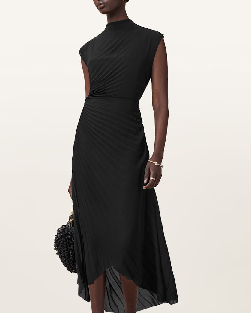 Rayanna Pleated Satin Dress
