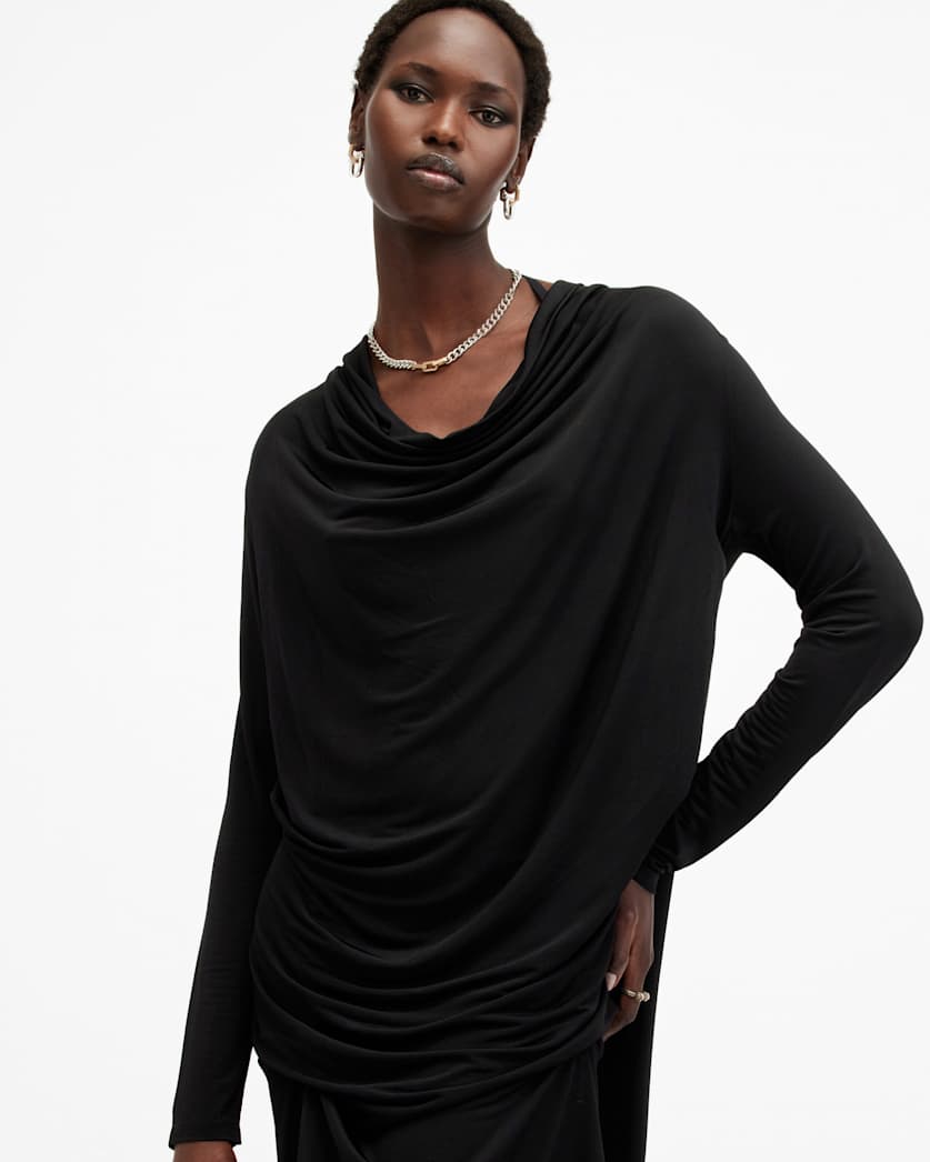 Amei Cowl Neck Draped Mini Dress