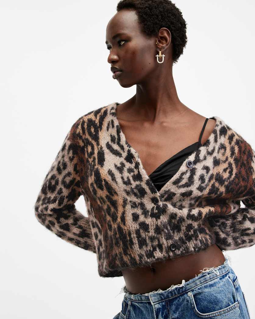 Wick Leopard Jacquard Cropped Cardigan