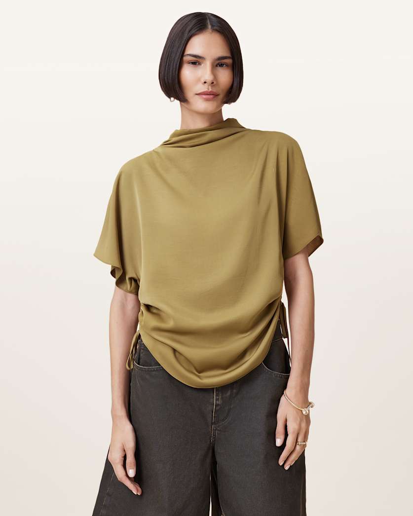 Leslie Satin Short Sleeve Top