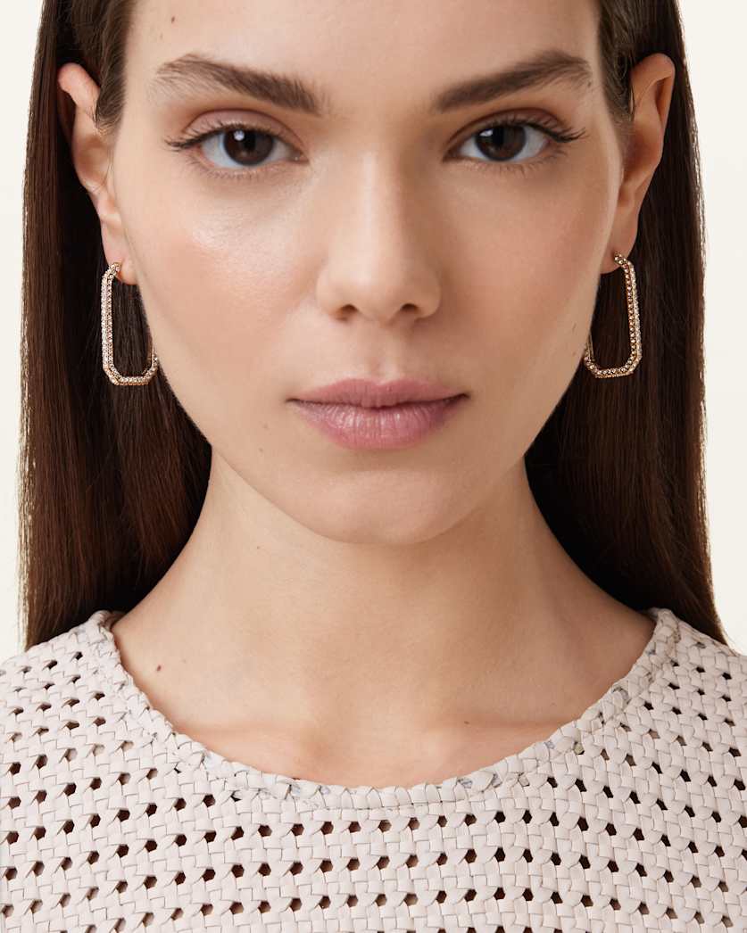Hattie Crystal Hex Hoop Earrings