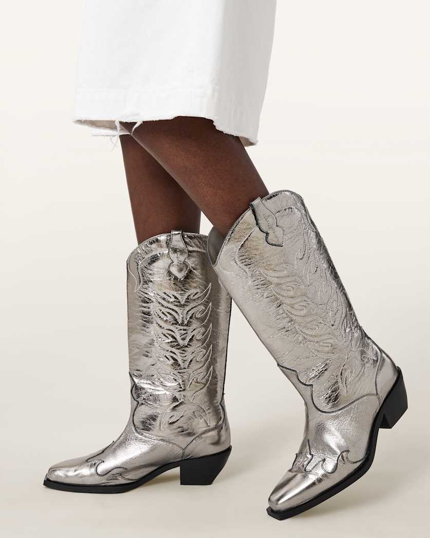 Dolly Metallic Leather Western Boots