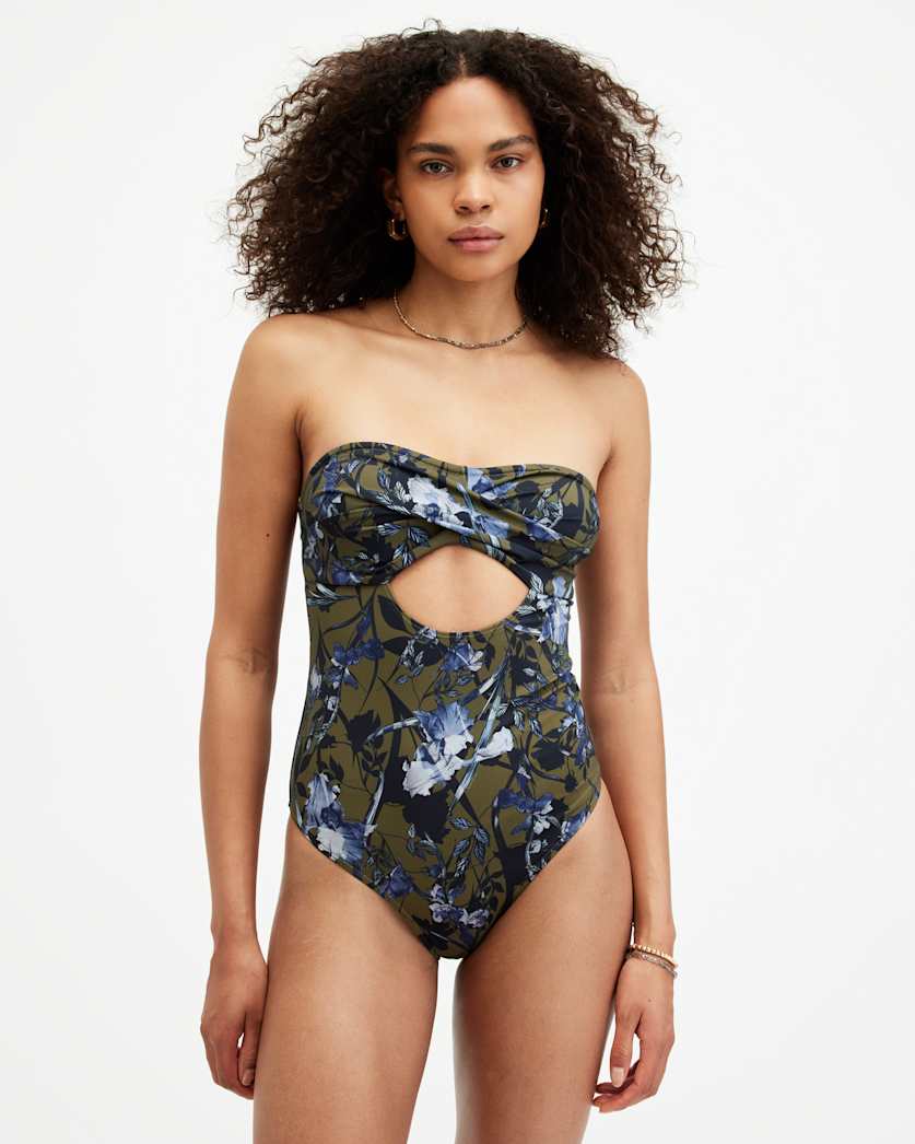 Niki Floral Bandeau Cut-Out Swimsuit