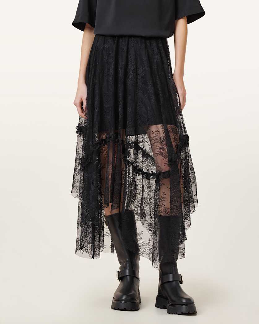 Josie Tiered Lace Midi Skirt