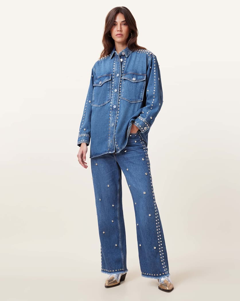 Alba Studded Oversized Denim Shirt