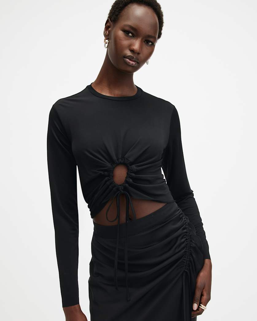 Xylia Long Sleeve Gathered Top