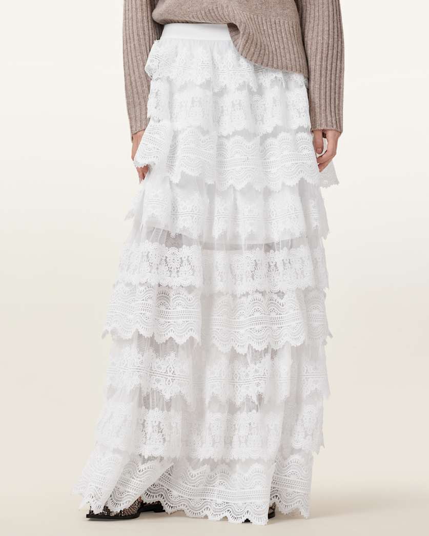 Lizi Tiered Lace Maxi Skirt