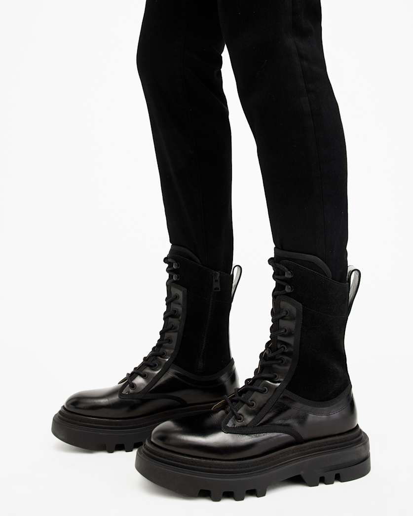 Alexia Lace Up Chunky Leather Boots