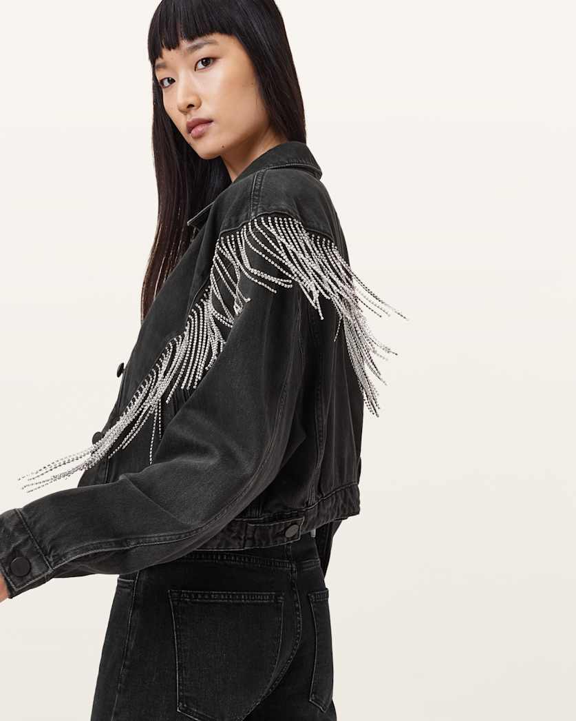 Marlene Embellished Fringe Denim Jacket
