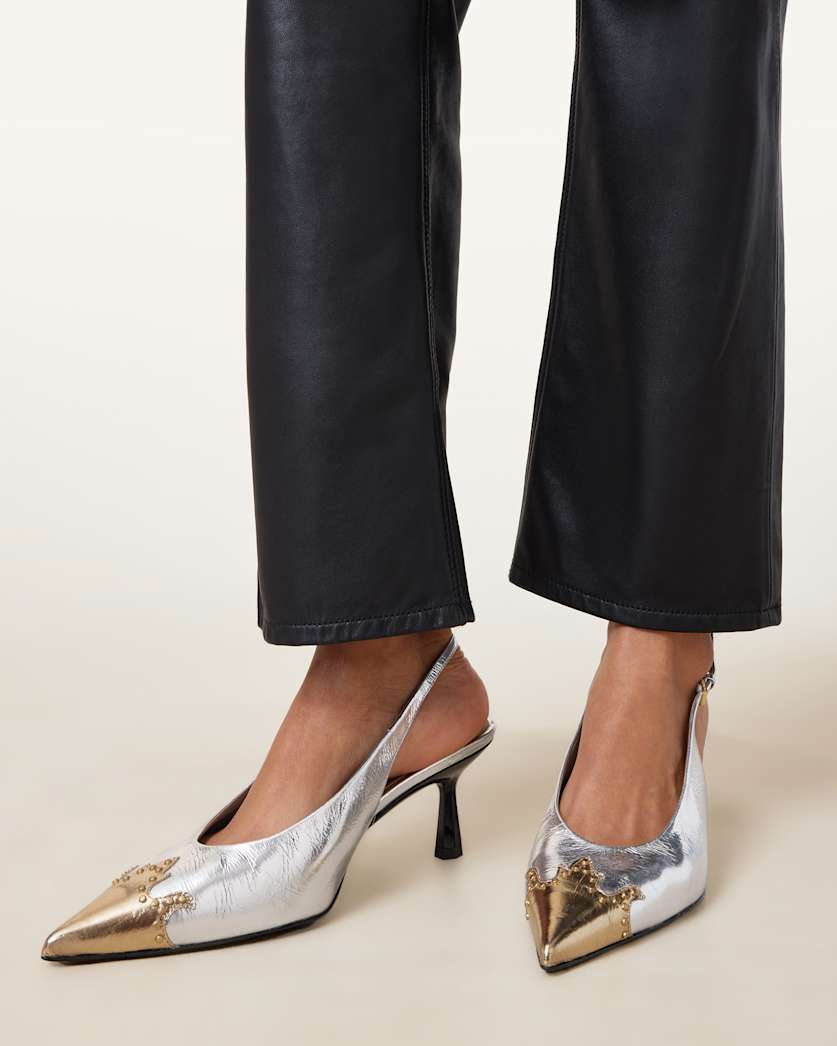 Denver Leather Slingback Heeled Shoes