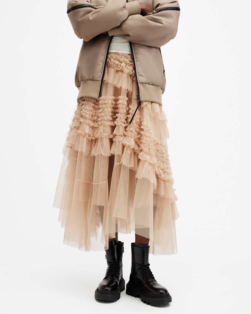 Jen Tulle Asymmetric Maxi Skirt