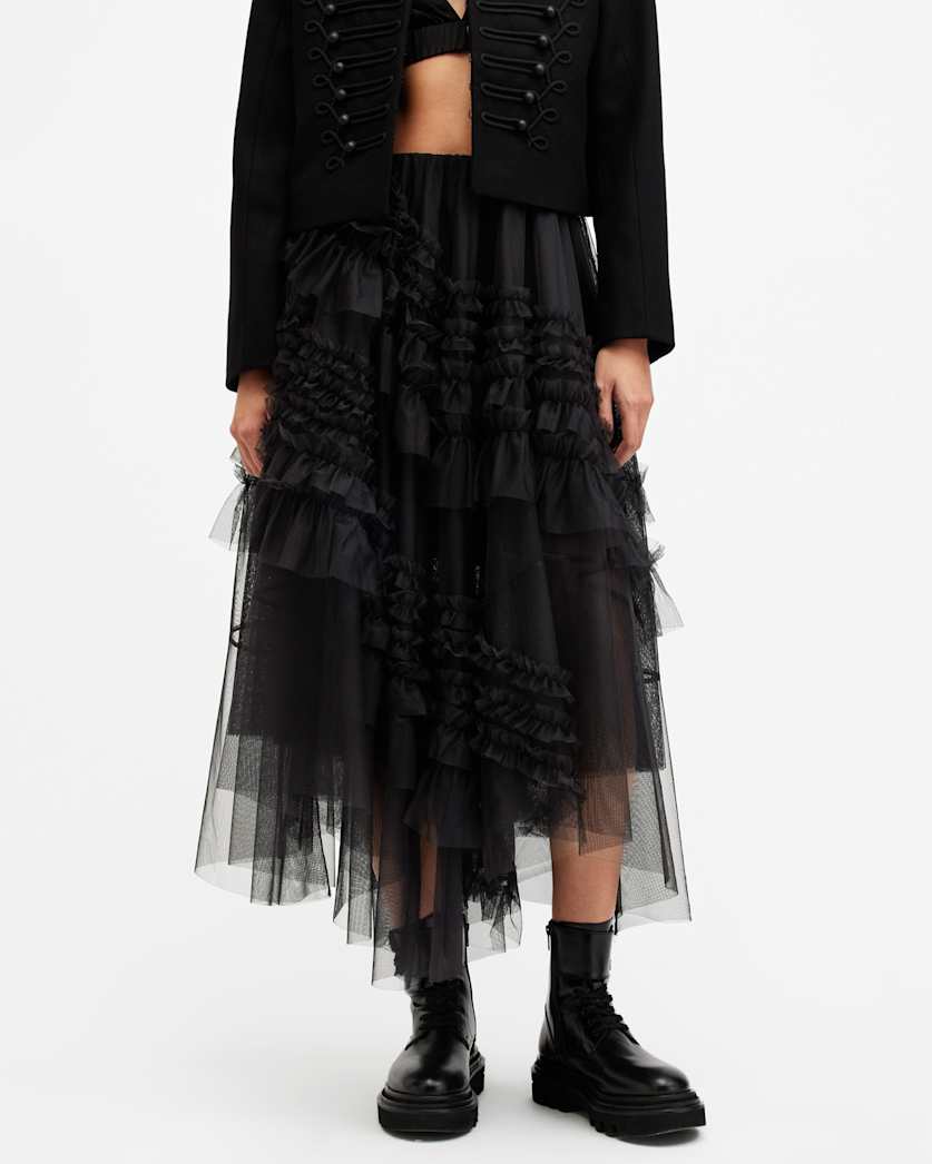 Jen Tulle Asymmetric Maxi Skirt