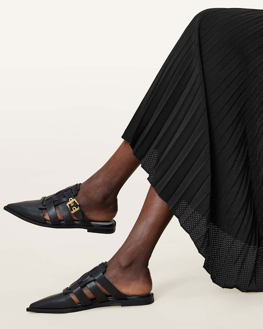 Nala Point-Toe Leather Mules