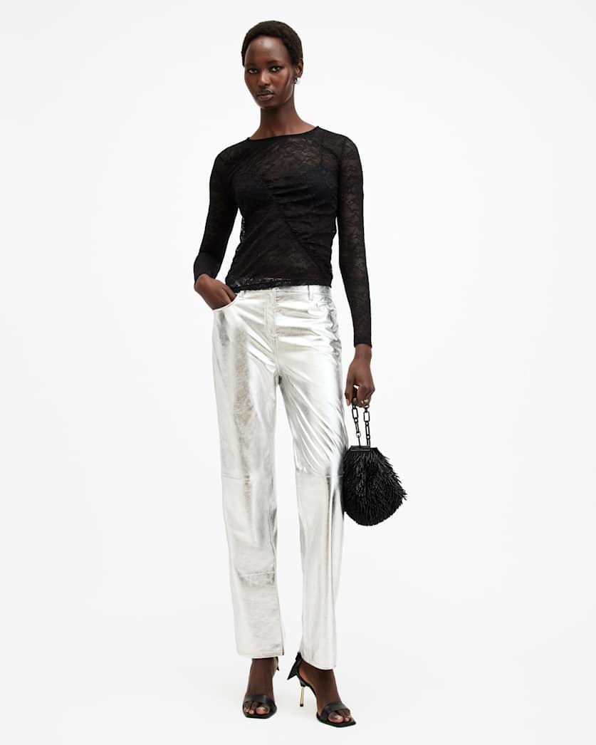Edana Lace Long Sleeve Slim Fit Top
