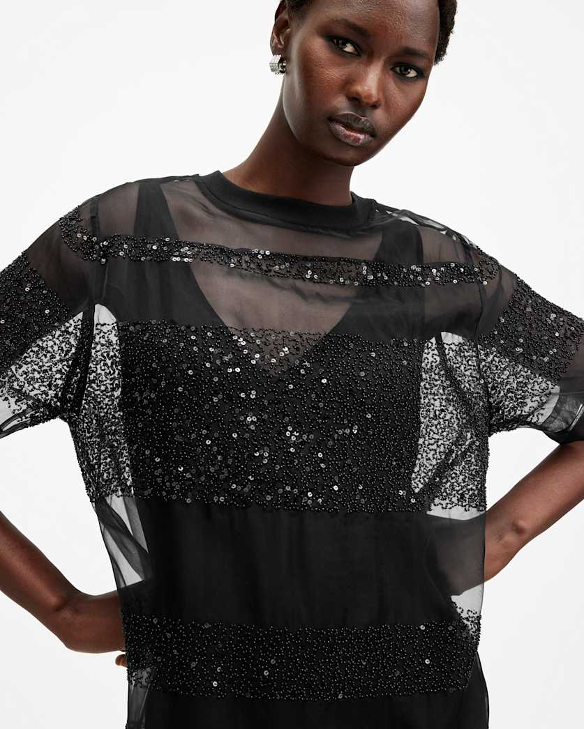 Izabela Embellished Mesh Maxi Dress