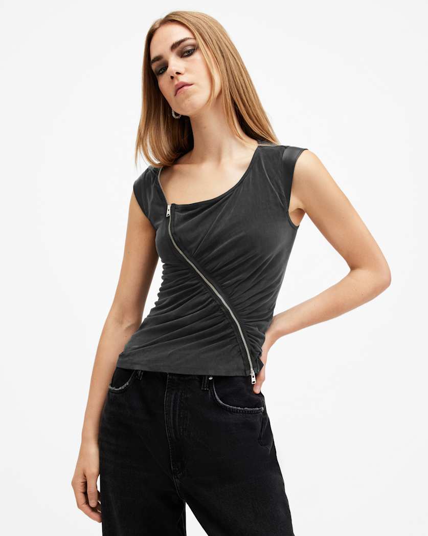 Umbra Draped Zip Slim Fit Top