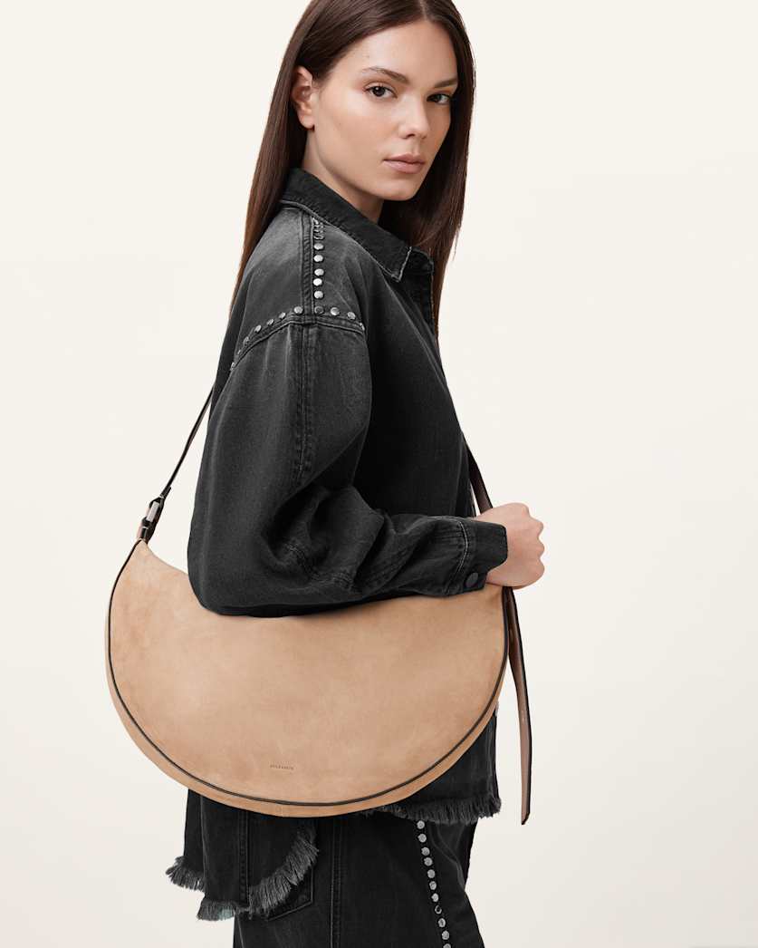 Half Moon Suede Shoulder Bag