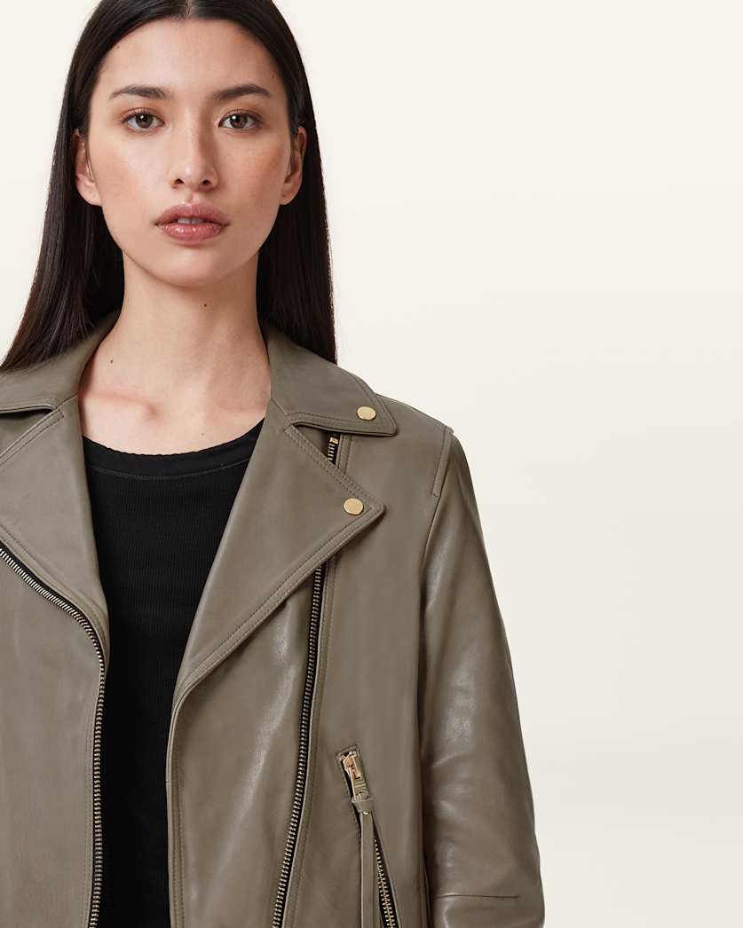 Dalby Slim Fit Leather Biker Jacket