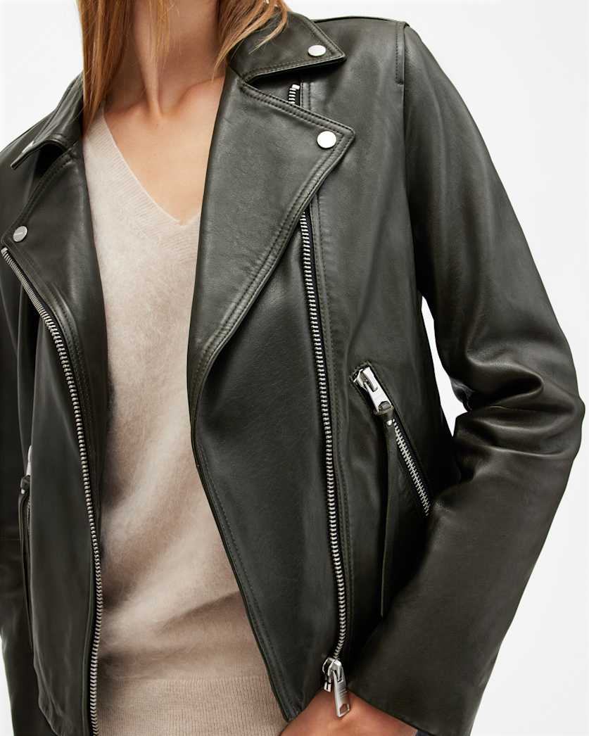 Dalby Slim Fit Leather Biker Jacket