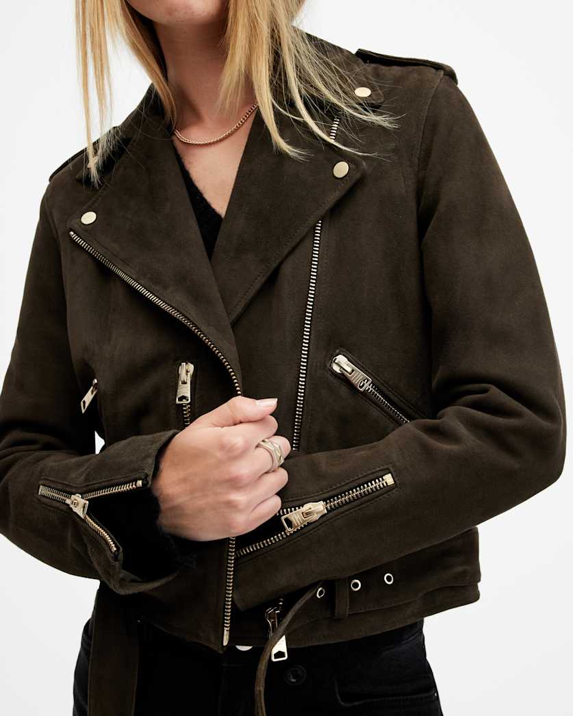Balfern Belted Suede Biker Jacket