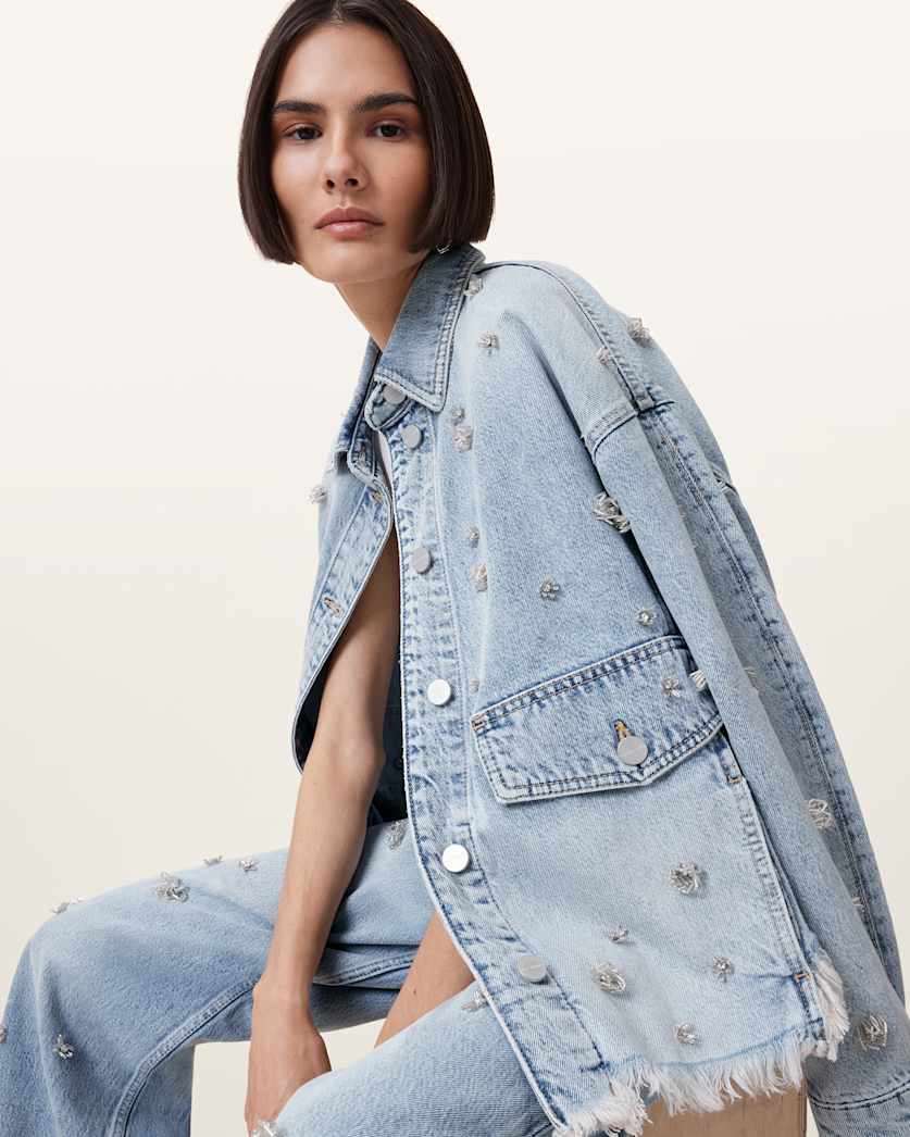 Hettie Embellished Oversized Denim Shacket