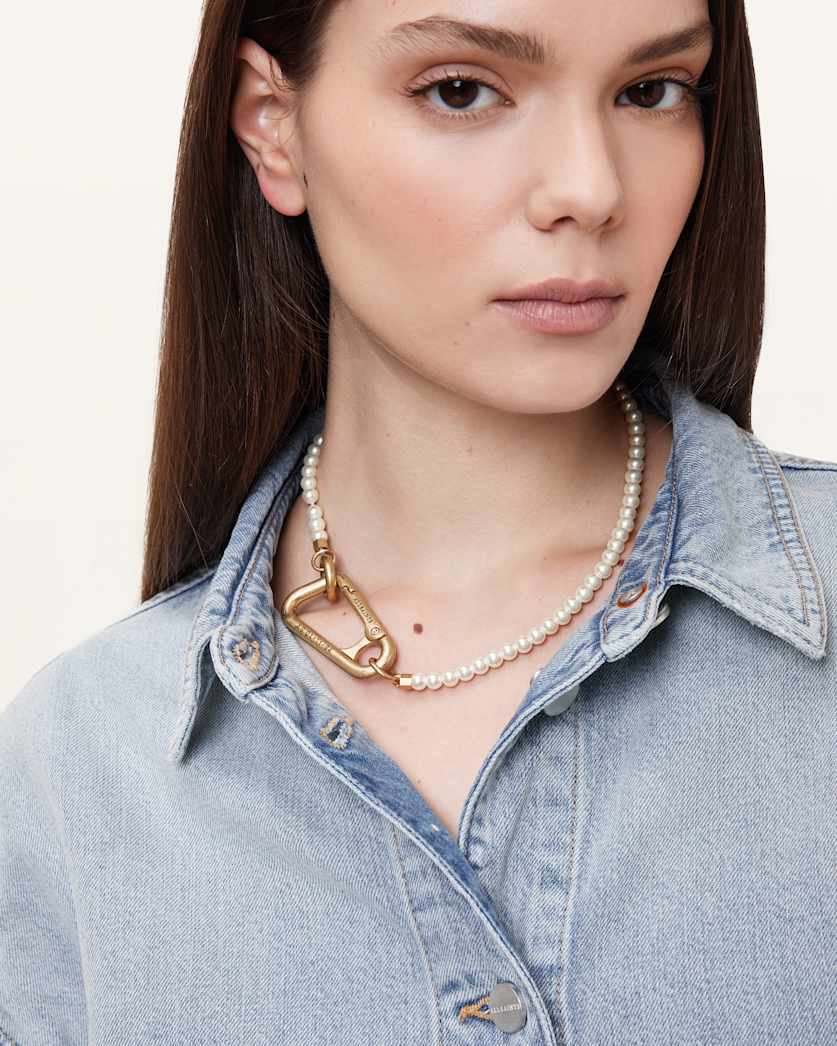 Pearl Carabiner Clasp Necklace