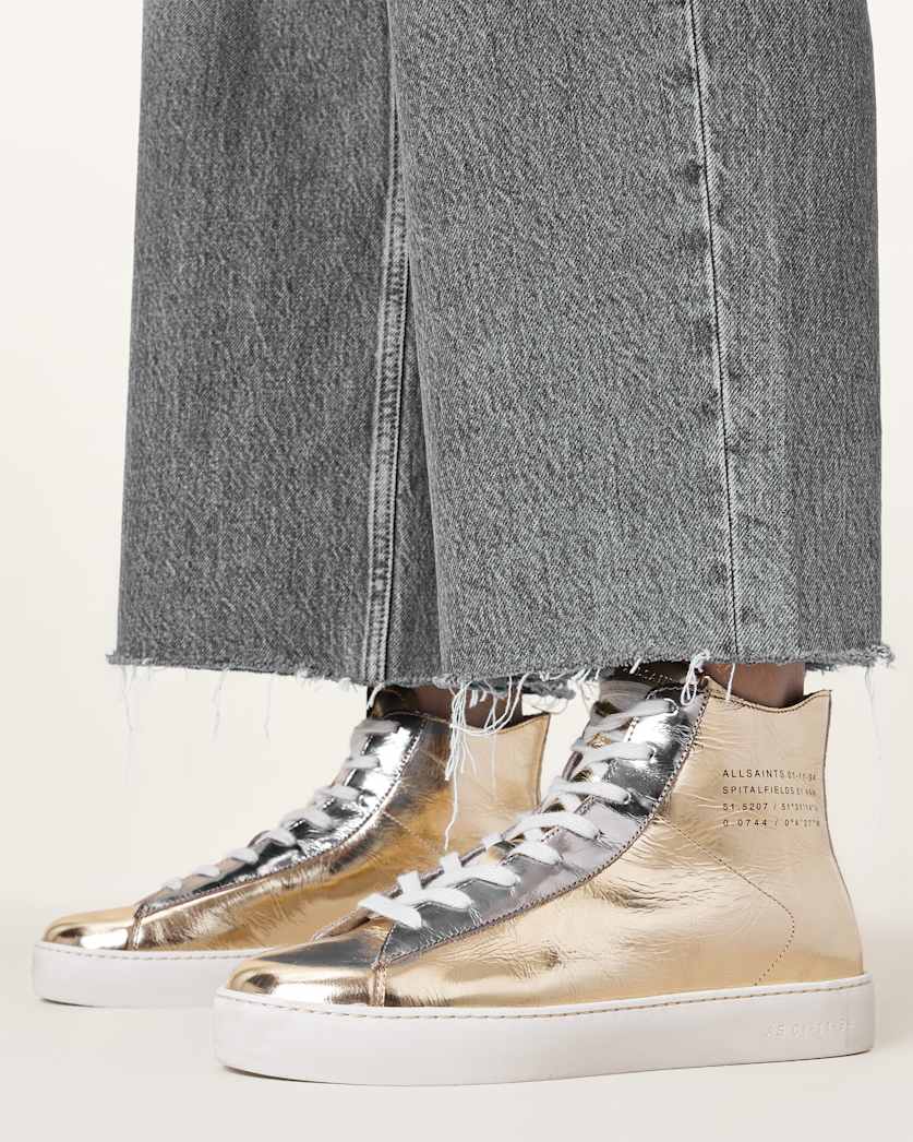 Tana Metallic Leather High Top Trainers