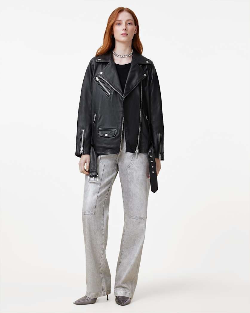 Billie Pearl Embellished Leather Biker Jacket