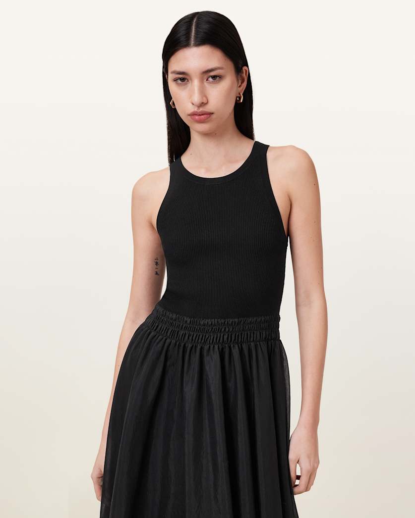 Zenia Sleeveless Asymmetric Midi Dress