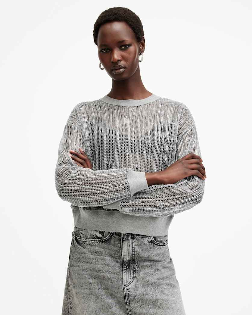 Giana Long Sleeve Open Knit Sweatshirt