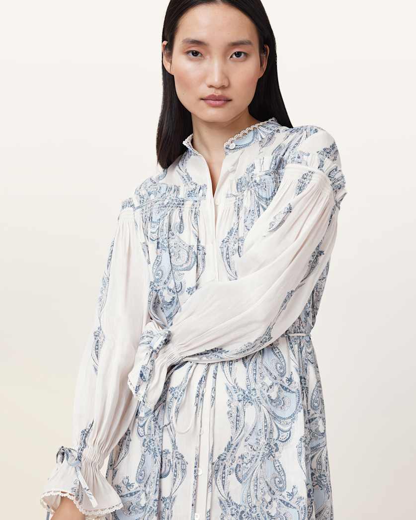 Delphine Floral Print Midi Shirt Dress