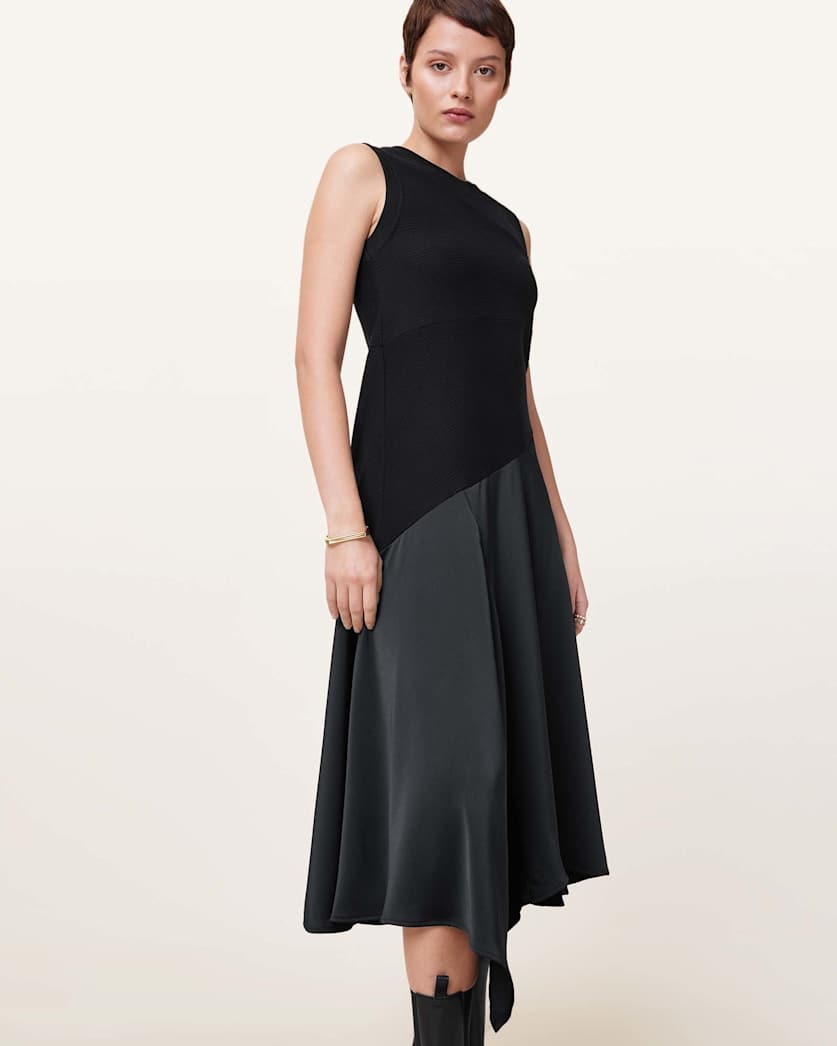 Pia Asymmetric Satin Dress