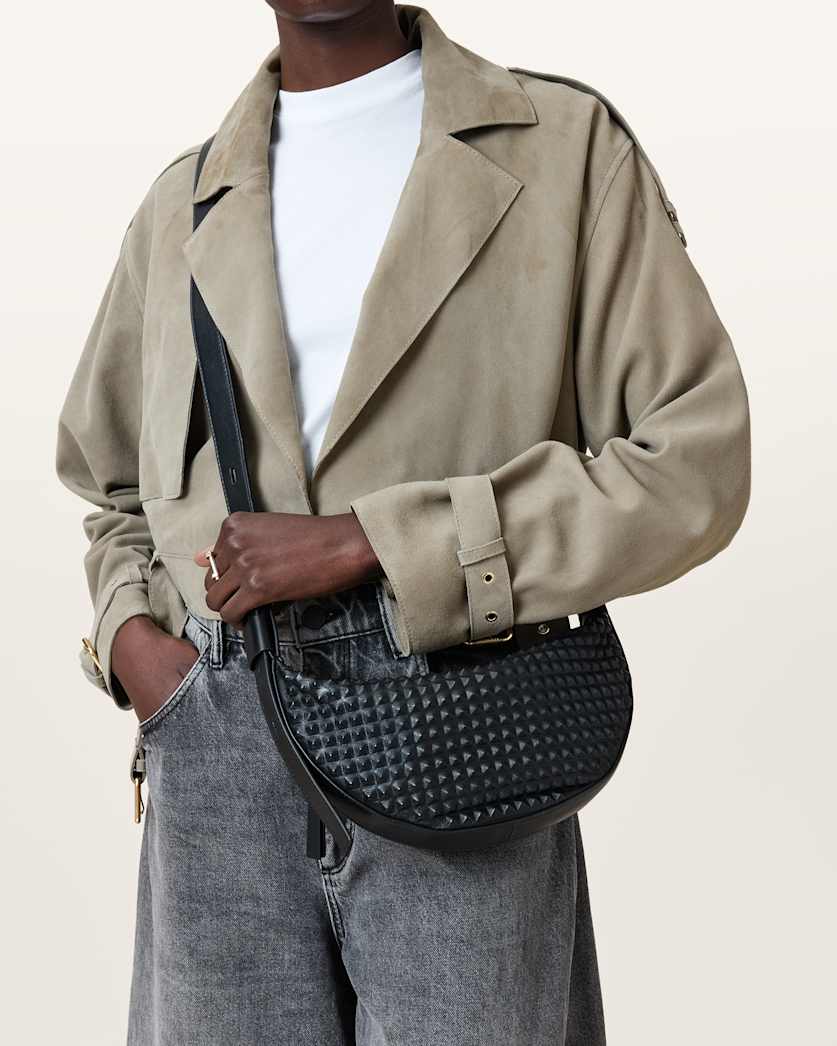 Half Moon Studded Crossbody Bag