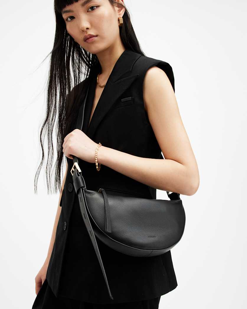Half Moon Leather Crossbody Bag
