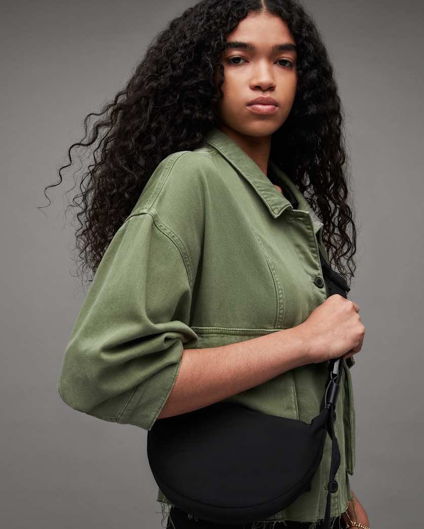 Half Moon Nylon Crossbody Bag