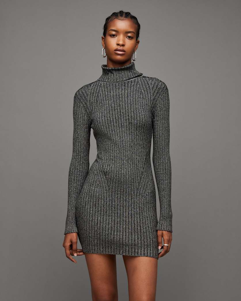 Juliette Roll Neck Metallic Mini Dress
