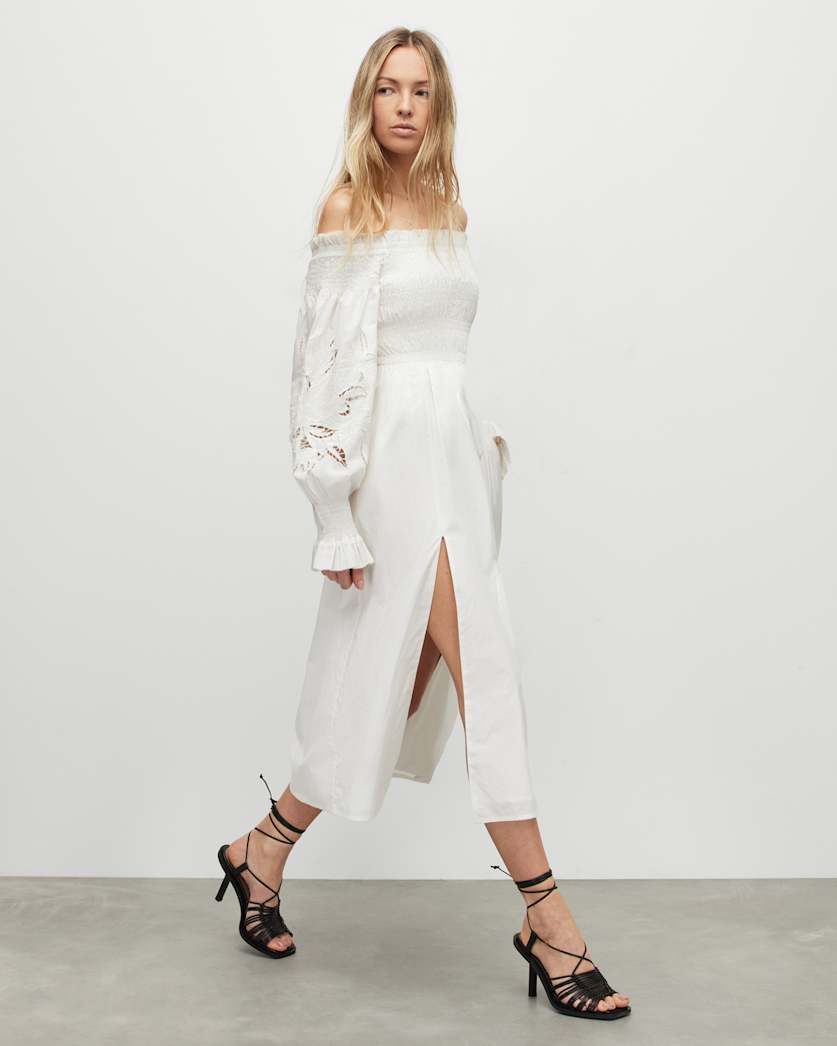 Launa Off Shoulder Broderie Maxi Dress